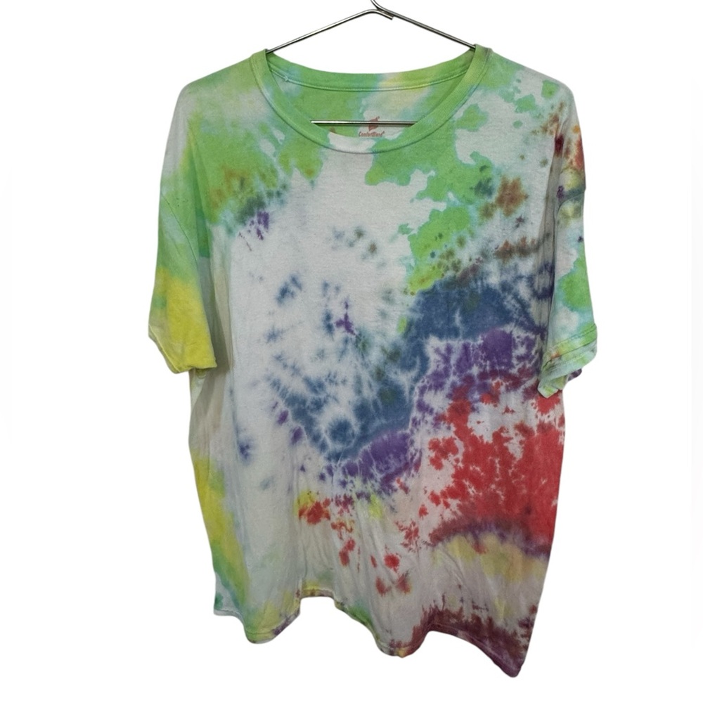 Custom Vintage Blue Green Hippie Boho Tie Dye Men’s XL T-Shirt